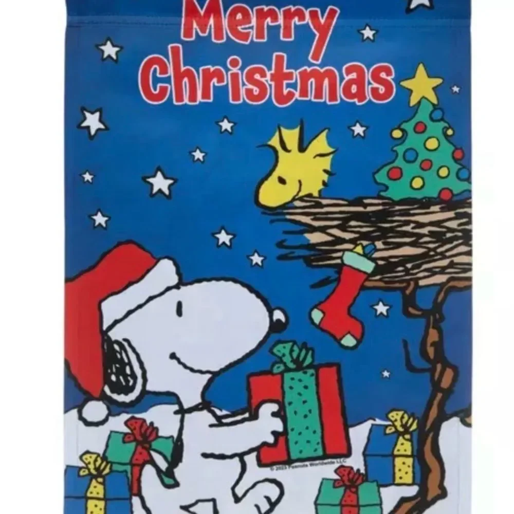 Peanuts ~ Merry Christmas Snoopy & Woodstock Garden Flag